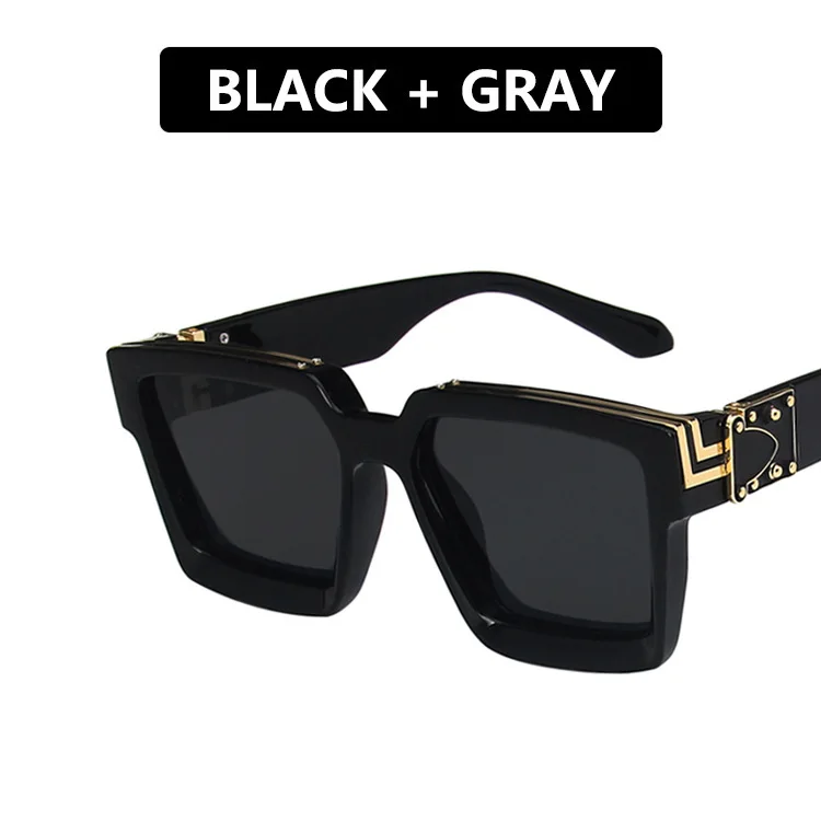 Lunettes de soleil rectangulaires pour hommes, grande monture, personnalisées, lunettes et accessoires hip hop sautants
