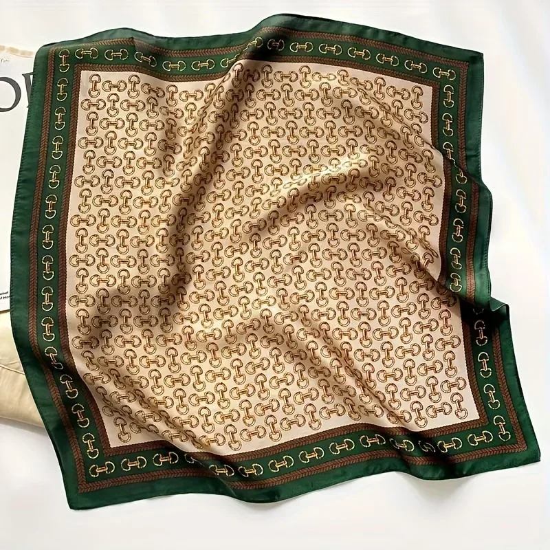 Écharpe carrée en Satin doux pour femmes, élégante, ronde verte à la mode, tissée douce, accessoire de mode, enveloppe de cou polyvalente