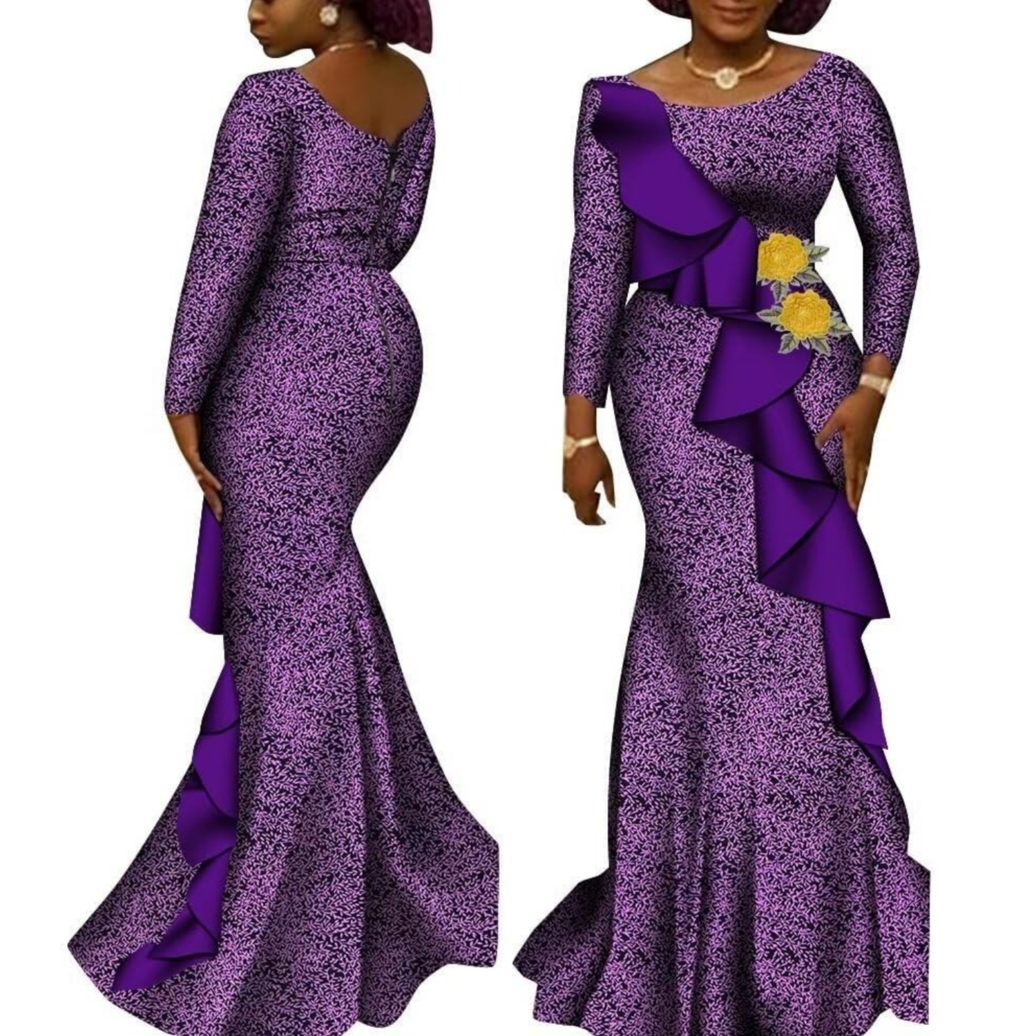 Robes africaines à manches longues pour femmes, en coton imprimé Ankara, vêtements africains pour vêtements de mariage, robes de soirée Dashiki WY9200
