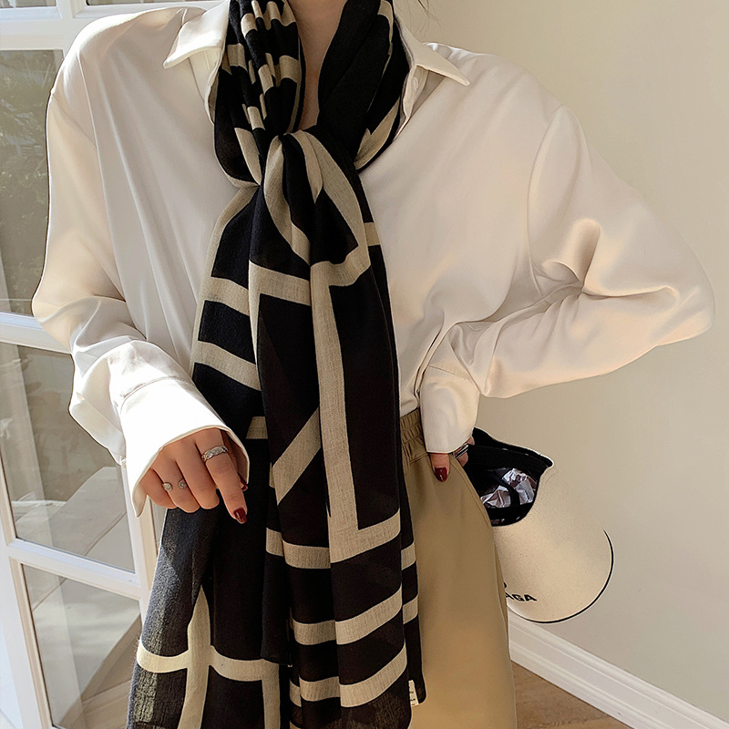 Grand Châle Pashmina pour Femme, Marque de Luxe, Hijab, Foulard, Design Imprimé, Étole de Plage, 2023