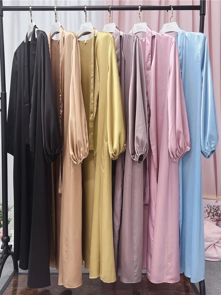 Abaya en Satin pour Femme, Kimono de Luxe, Kaftan Musulman, Arabe, Robes, Caftan, Vêtements Islamiques, Eid Dubai