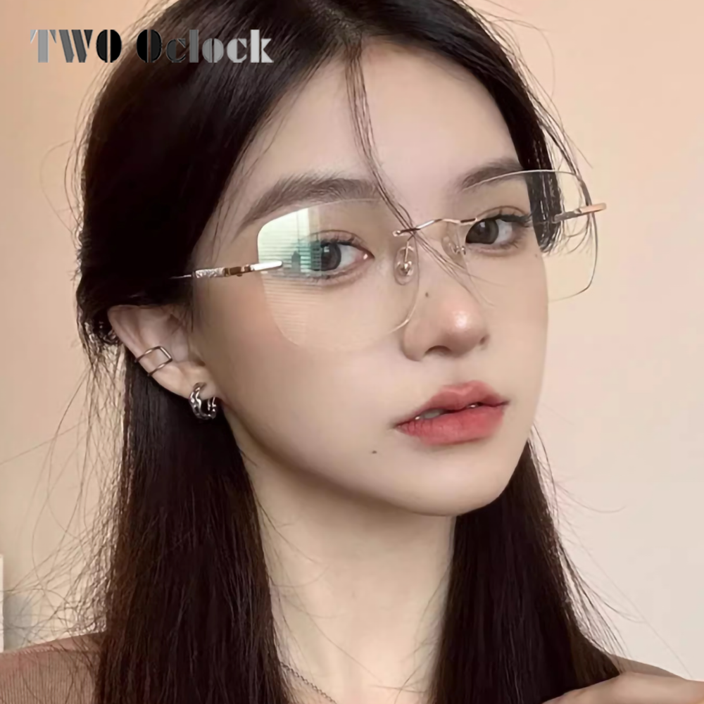 Lunettes de soleil photochromiques pour femmes, verres de Prescription sans bords, verres optiques gradués, lunettes transparentes moins