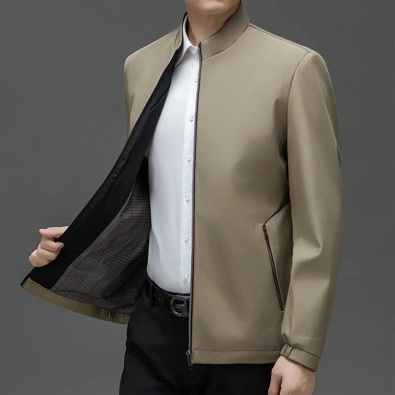 BROWON marque hommes veste quotidienne décontracté couleur unie col montant travail affaires résistant à l'usure automne veste pour les déplacements masculins