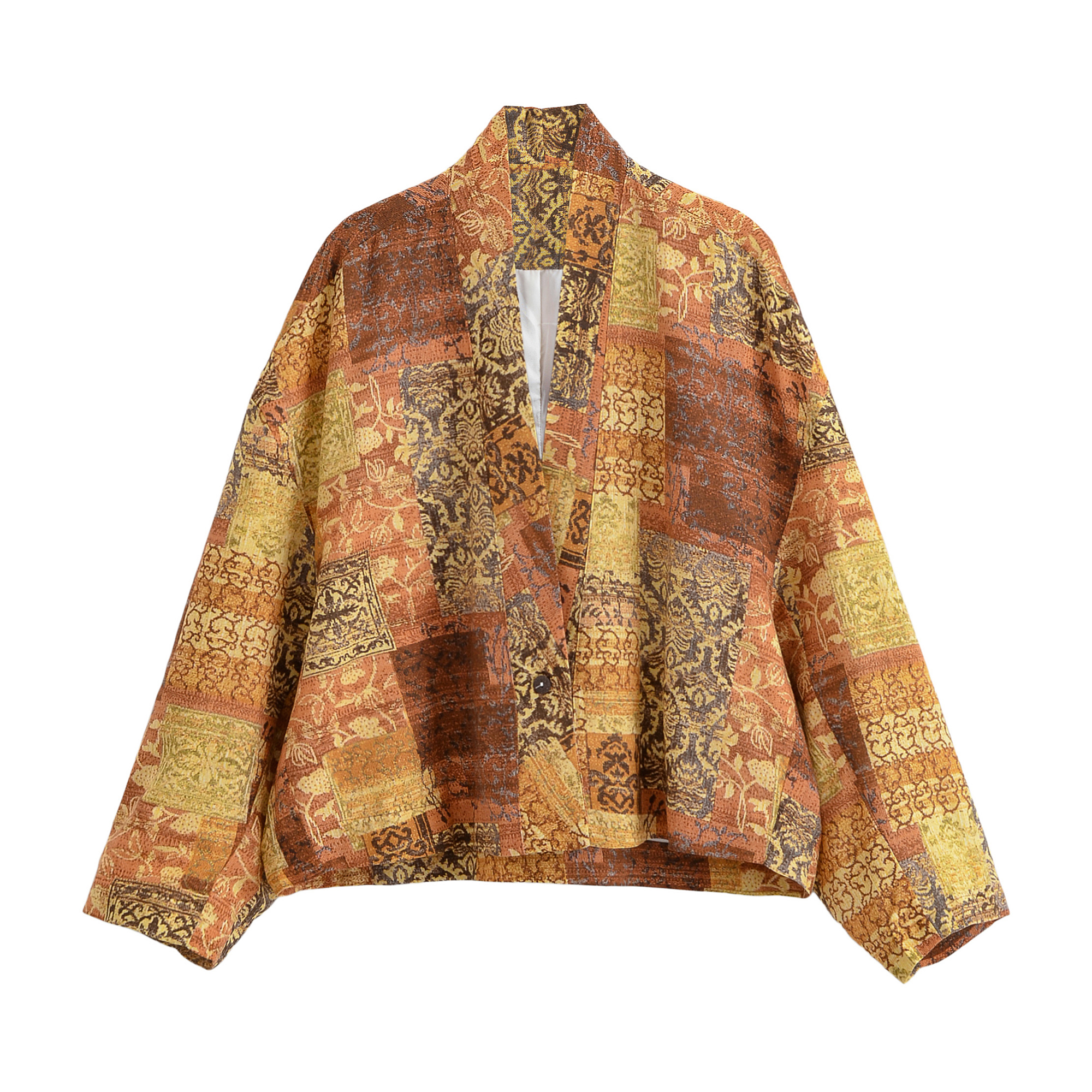 Boho Queens femmes automne lin coton Patchwork fleurs vêtements d'extérieur bohème vestes coupe ample automne quotidien vêtements d'extérieur de rue