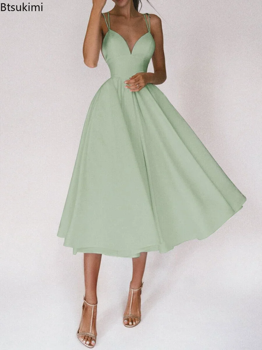 Nouveau 2026 Élégant Invité De Mariage Longues Robes De Soirée pour Les Femmes D'été Sexy Slip Dos Nu Robe De Bal Midi Robes Tenue Décontractée Robe