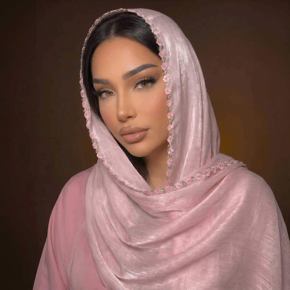 Foulard pour femmes ﻿ Voile polyvalent léger et brillant à motif floral, hijab drapé respirant pour événements formels
