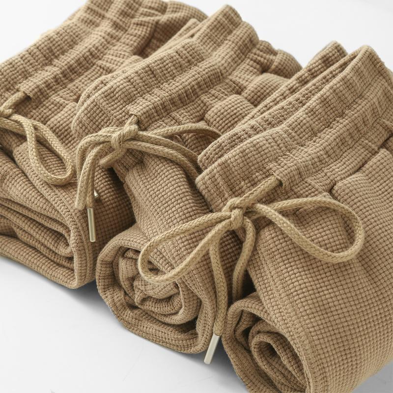 Short d'été ample américain décontracté pour hommes, motif gaufré, kaki