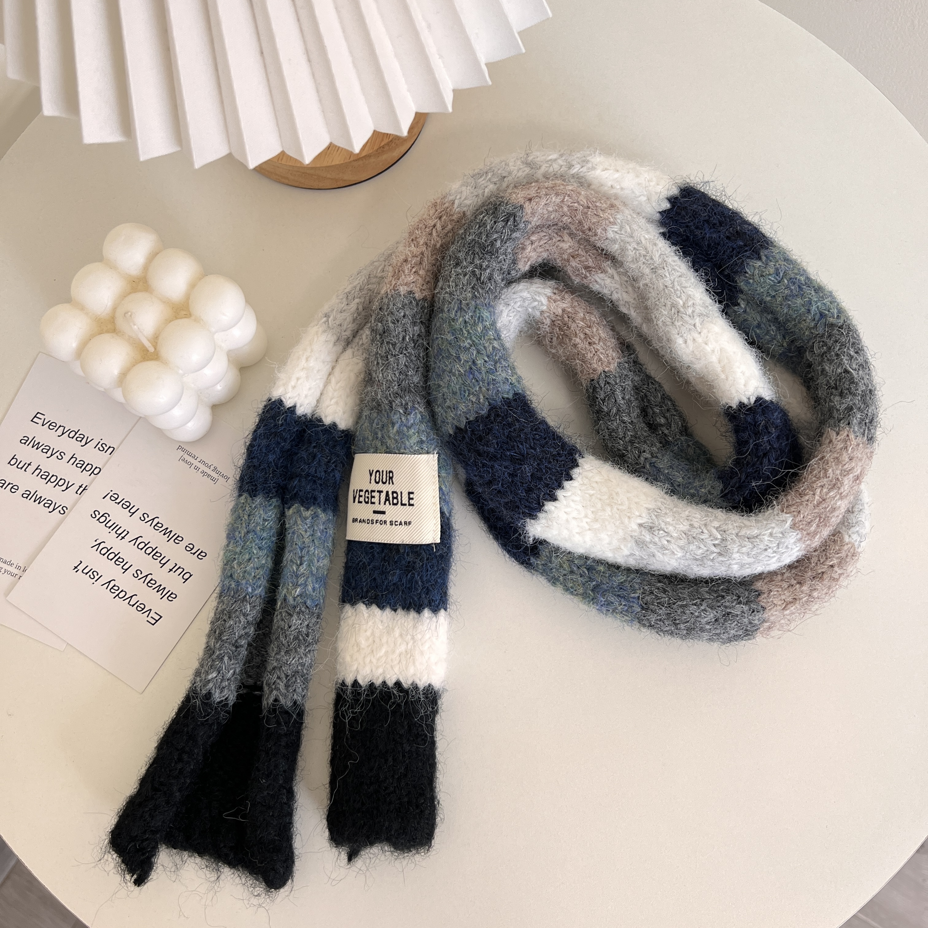 Écharpe à rayures colorées Y2g pour femmes, fine et étroite, longue, Design de Niche, écharpe décorative assortie avec tout, automne et hiver