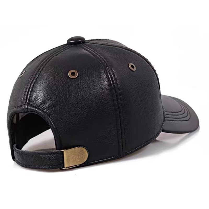 Casquette en cuir Kpop pour homme, collection Printemps 2026, en cuir de vachette véritable, réglable (55-60), style aviateur, avec badge, bordeaux, Gorra Hombre