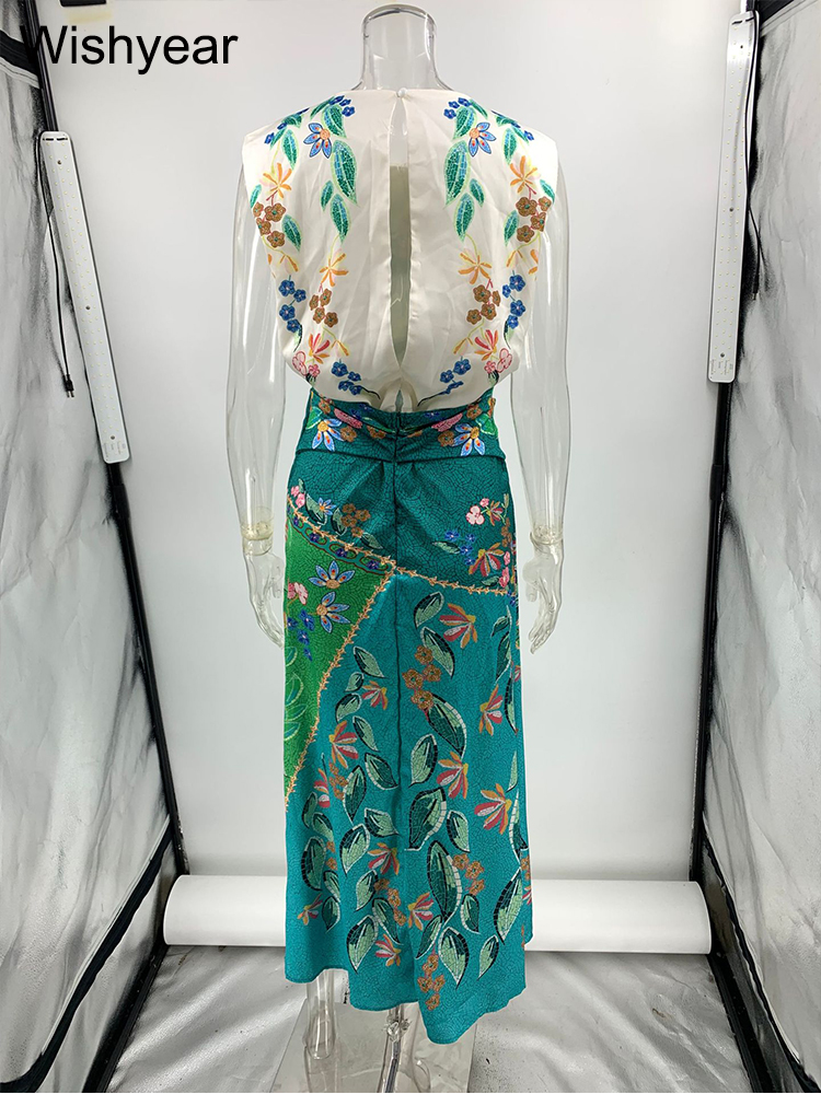 Wishyear Robe torsadée en satin imprimé Boho pour femme - Décontractée - Col rond - Sans manches - Style africain pour les festivals - Robe d'anniversaire