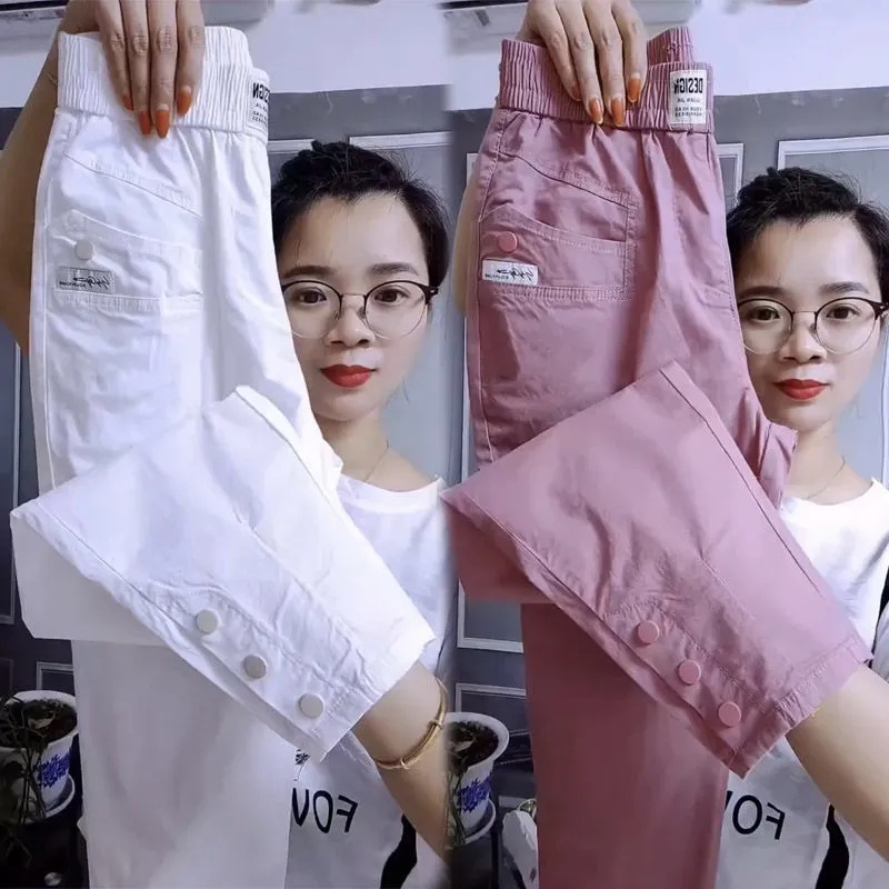 Pantalon Harun fin en coton et lin pour femme, nouvelle mode coréenne, taille haute, décontracté, assorti avec tout, printemps été