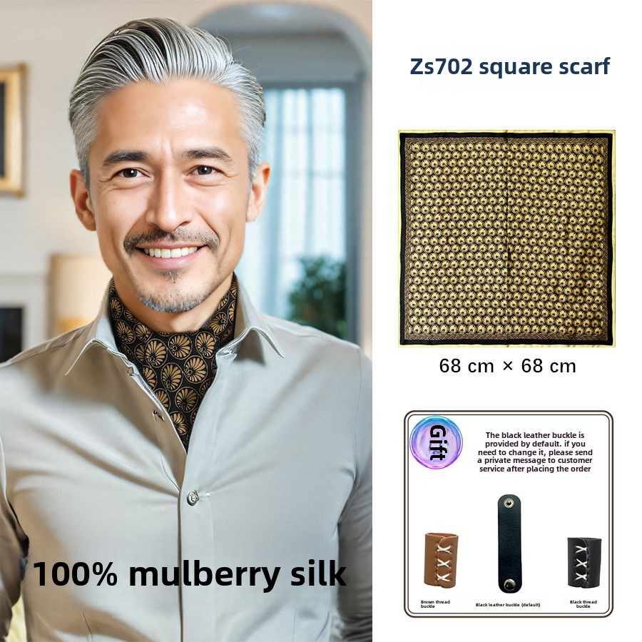 Foulard en soie pour hommes, costume rétro, chemise, col pour femmes, foulard carré fin mûrier 68, printemps automne