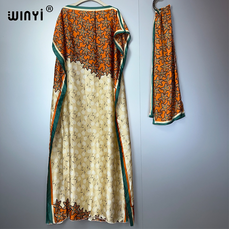 WINYI robes africaines pour femme robe imprimée boho avec ceinture abaya dubaï tenue traditionnelle de luxe ensembles musulmans femme robe de soirée
