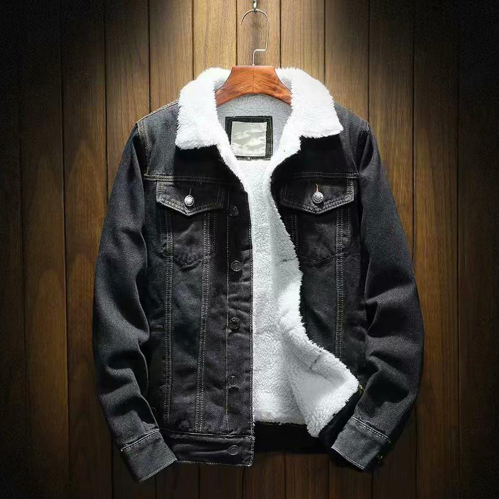 Veste en Jean Épaisse pour Homme, Doublure en Cachemire d'Agneau, Manteau en Denim, Solide, Résistant au Froid, Hiver