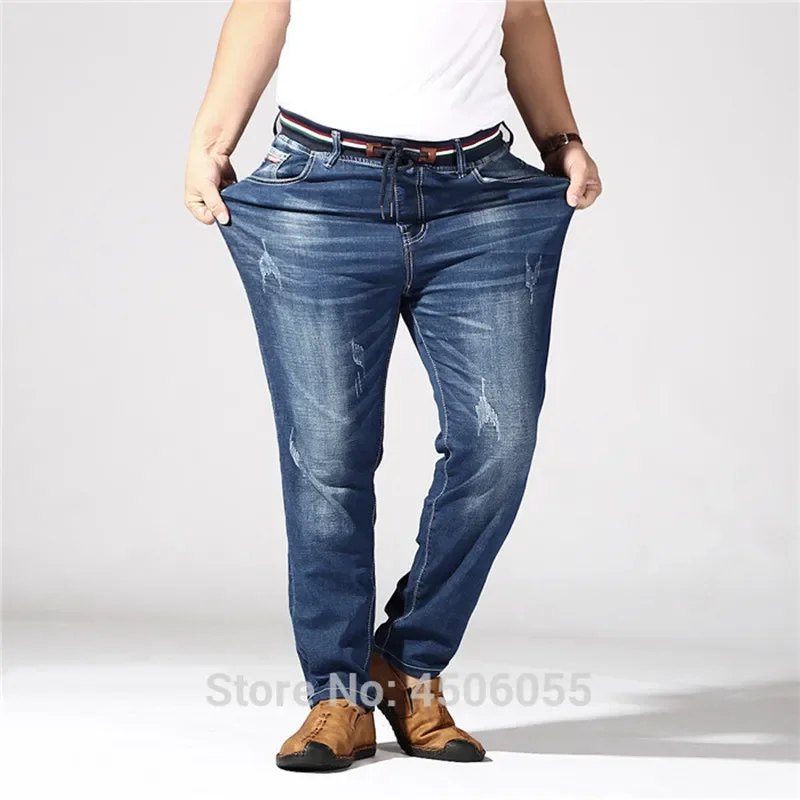 Jean Extra Large en détresse pour hommes pantalon en Denim extensible 6XL 7XL 8XL grande taille pantalon déchiré pour hommes 160KG Jean élastique masculin