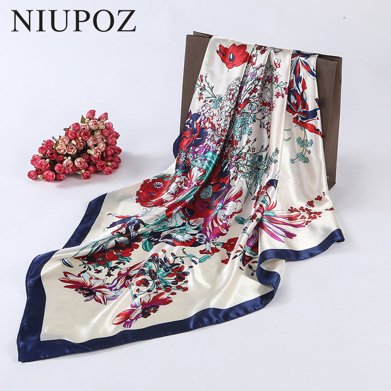 Foulard Carré à Fleurs pour Femme, Design à la Mode, Bandana, Châle, Hijab, Élégant, pour Sauna, 90x90cm, M207