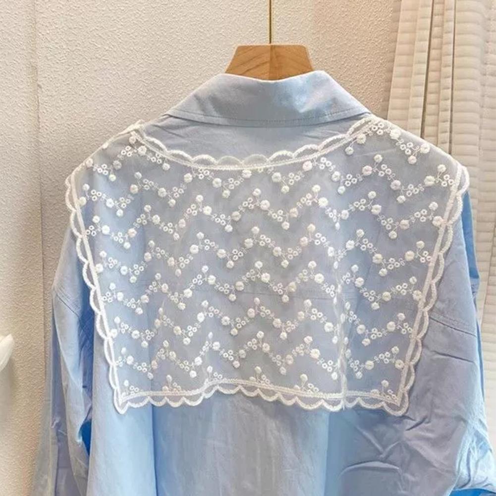 Mini-écharpe élégante en dentelle ajourée pour femme, col décoratif, cache-épaules polyvalent pour chemises et robes
