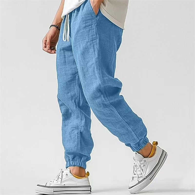 Pantalon Homme en Coton et Lin, Style Coréen, Décontracté, Ample, Harem, avec Cordon de Serrage, pour la Gym et le Streetwear, Printemps-Automne