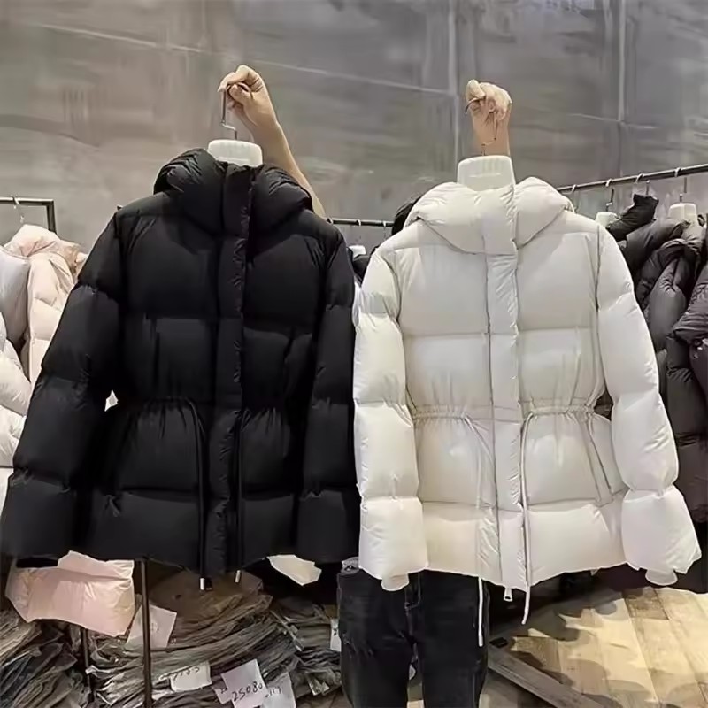 Veste rembourrée en coton pour femme, manteau en duvet, Parkas à capuche, cordon de serrage, taille épaisse et chaude, à la mode, automne hiver