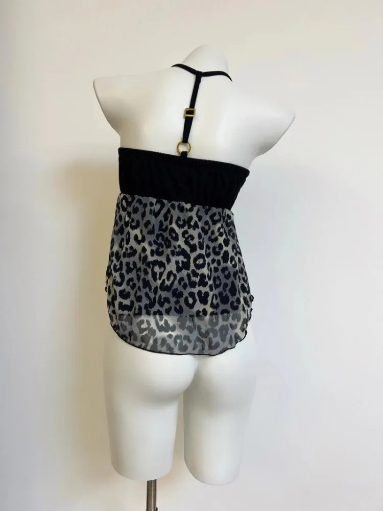 Femmes vêtements été culture hauts 2025 Ropa Mujer licou dos nu gilet ample doux coréen Camis coréen imprimé léopard Sexy réservoirs