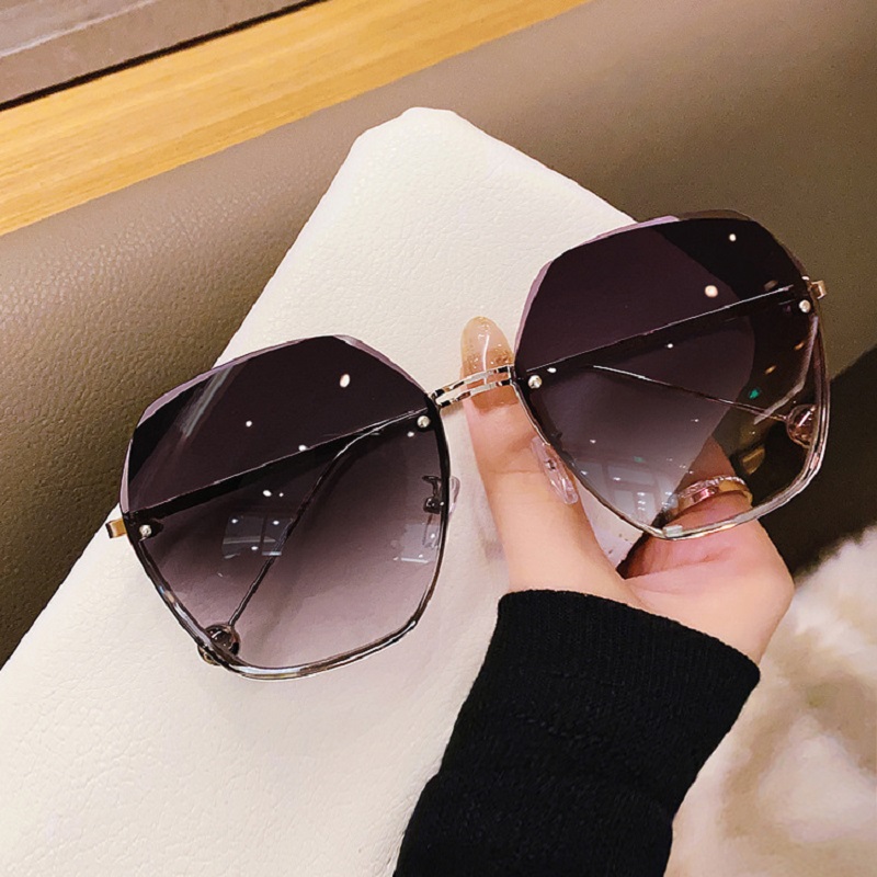 Lunettes de soleil rondes pour femmes, de marque, avec verres dégradés, sans monture, en métal, Oculos De Sol, de luxe, pour créateurs