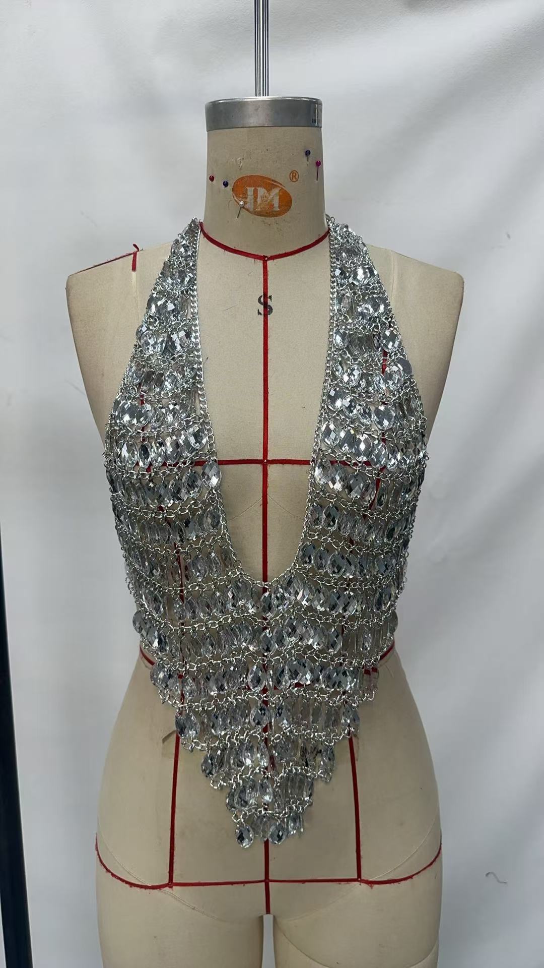 Chaîne Patchwork plage Camisole femmes col en v Sexy dos nu été tendance rue minuit polyvalent Hottie classique hauts