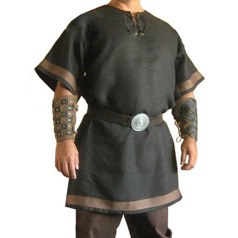 Cosplay 2022 Hommes Médiéval Vintage Renaissance Viking Guerrier Chevalier Costume Hommes Nordique Armée Pirate Tunique Chemise Hauts Renaissance
