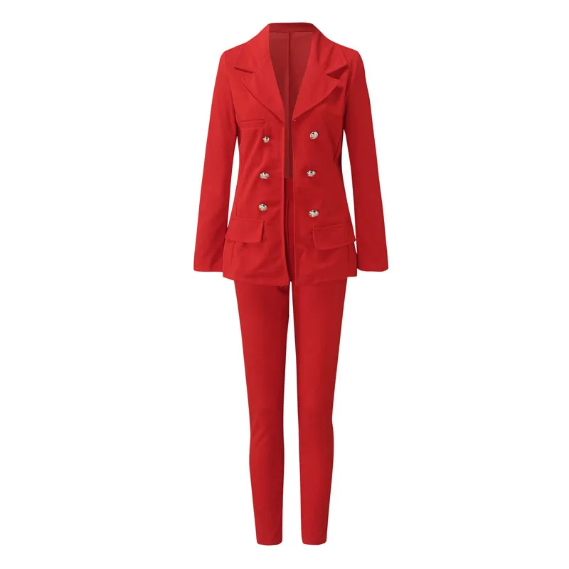 Ensemble 2 pièces pour femme, blazer croisé, veste et pantalon formels, olympiques élégants pour dames, bureau, affaires