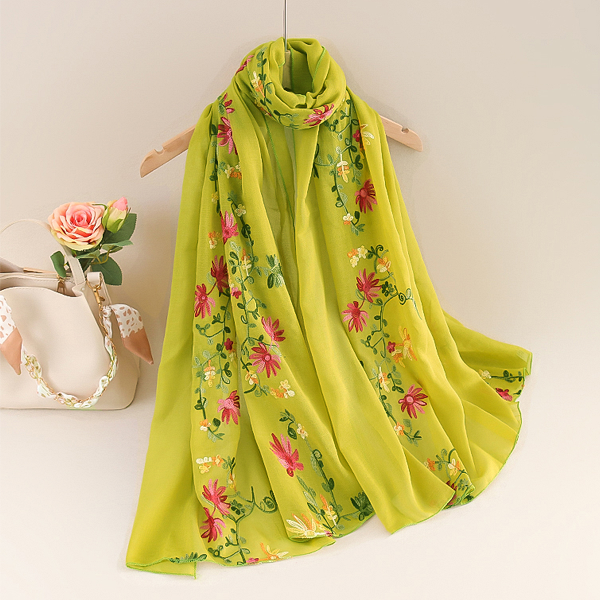 Écharpe longue en coton et lin pour femmes, châle de protection solaire de voyage brodé à double usage, Style National littéraire, printemps et été