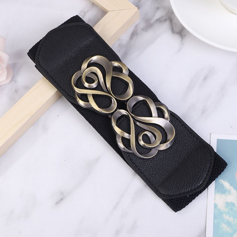 Ceinture en cuir de haute qualité pour femme, 60-80cm, pour robe, élastique, laiton, rétro, structure, pardessus, bande étirée, durable
