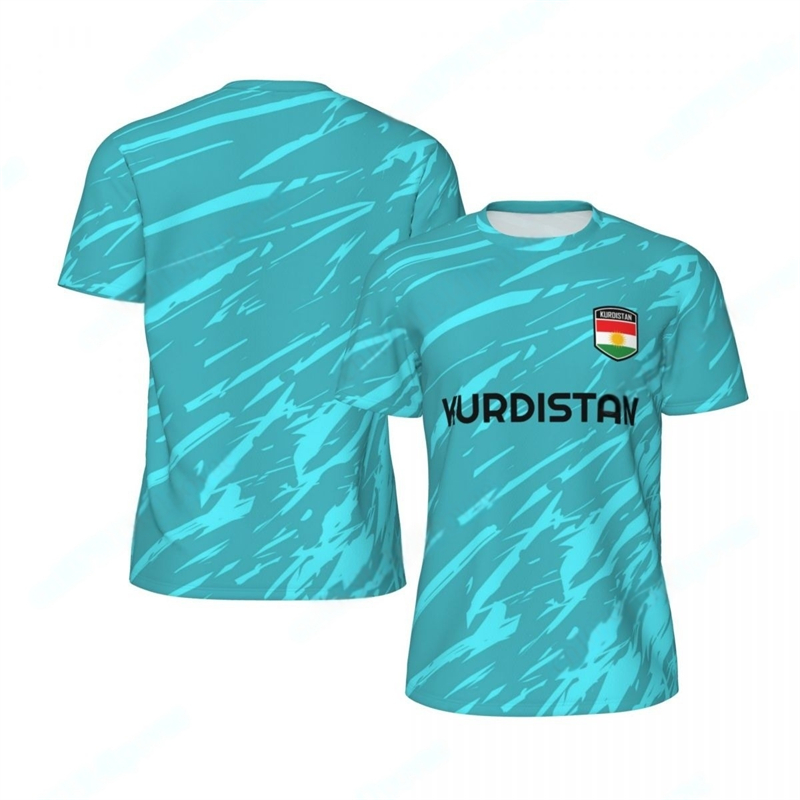 Mode Kurdistan drapeau graphique Football T-shirts pour hommes tendance 3D emblème National imprimé sport T-shirts en vrac respirant T-shirts