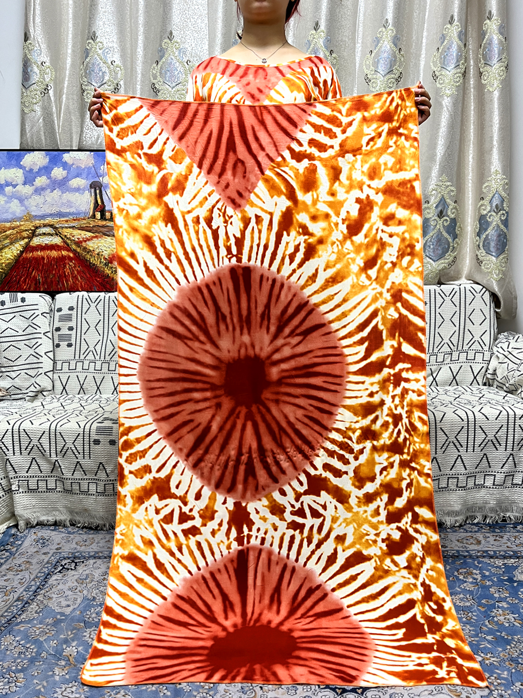 Abayas musulmanes en coton pour femmes, imprimé Floral, ample, dubaï, Robe africaine, Islam, Nigeria, avec châle, écharpe, 170x60cm, 2023
