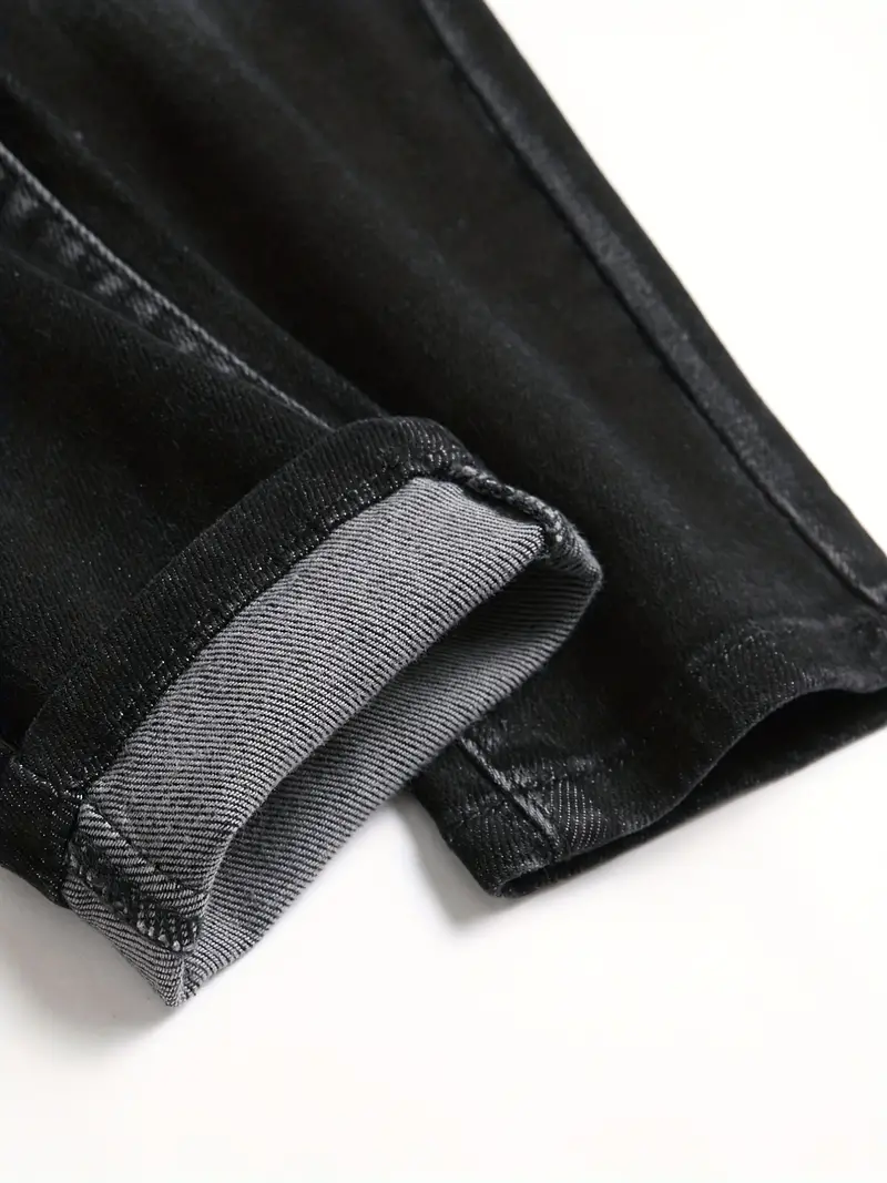 Jeans en denim pour hommes, très extensibles, coupe slim, décontractée, droite, classique, pantalon cargo en denim uni, streetwear.