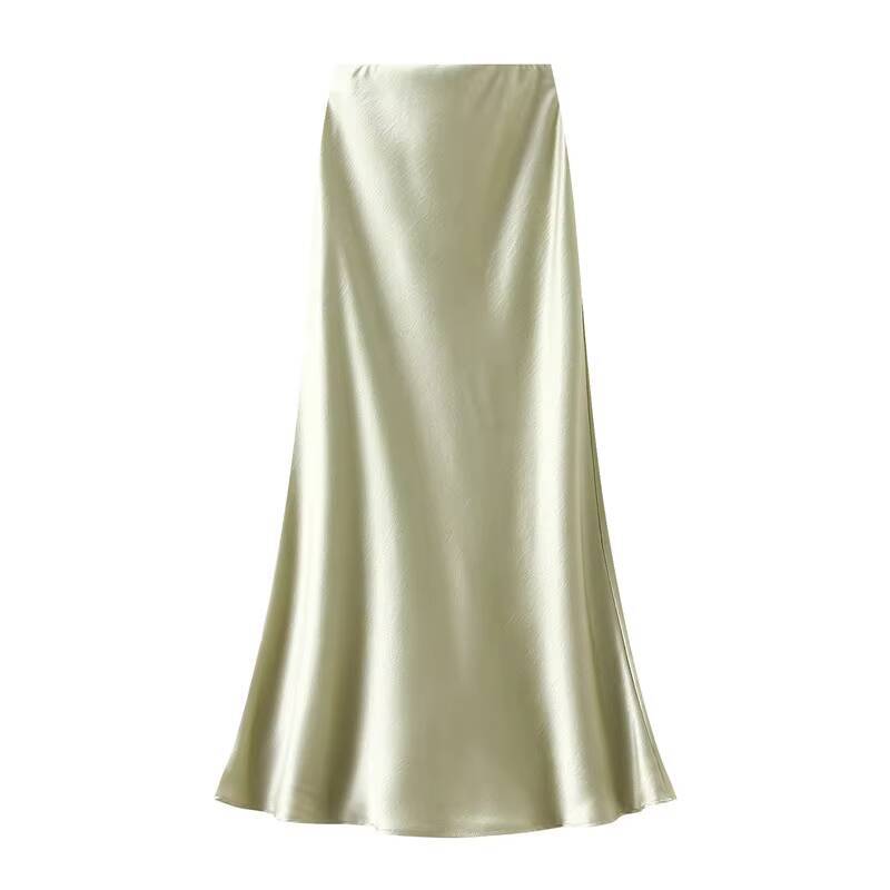 Jupe longue en Satin pour femmes, tendance, élégante, taille haute, couleur unie, luxe, été, 2025