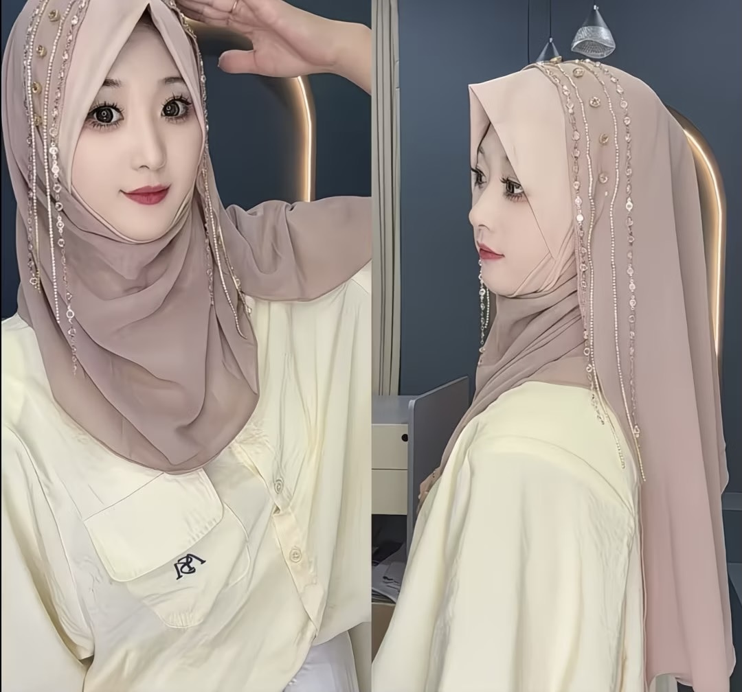 Foulards Hijabi instantanés à pampilles pour filles musulmanes, à la mode, 2026