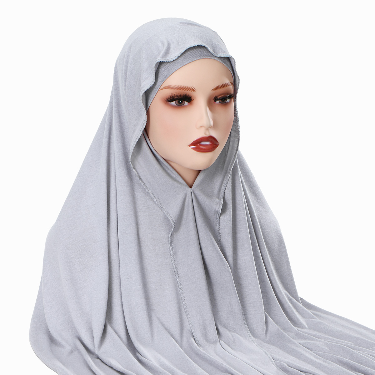 Ensemble Hijab et Foulard Instantané Ramadan New Jersey avec Aimants Intégrés, Châle Uni Facile à Porter avec Sous-Hijab