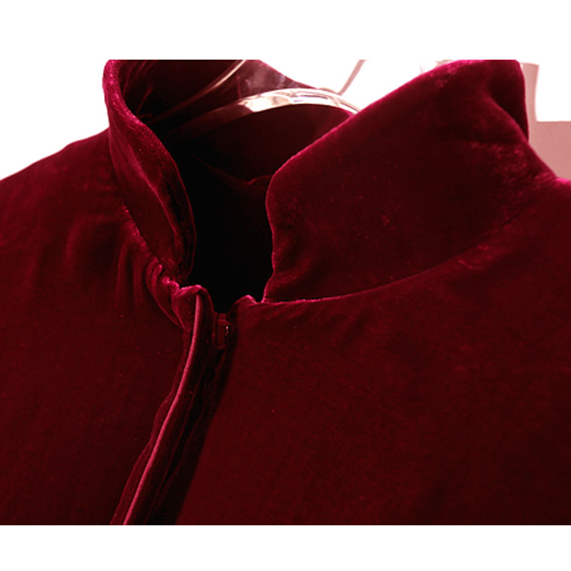 Chemise en velours de soie véritable pour femme, style court à manches longues, col montant, rétro, douce et lisse, haut de gamme, bonne qualité, printemps-automne