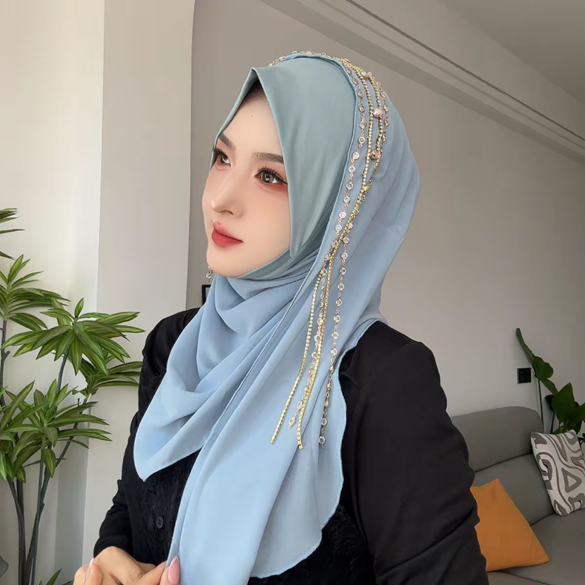 Foulards Hijabi instantanés à pampilles pour filles musulmanes, à la mode, 2026