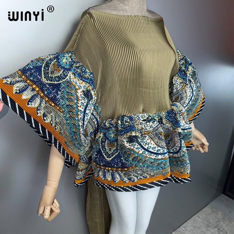 Robe plissée irrégulière WINYI pour femme, design froissé, robe ample plissée, robe de soirée maxi sexy, poncho pour femme
