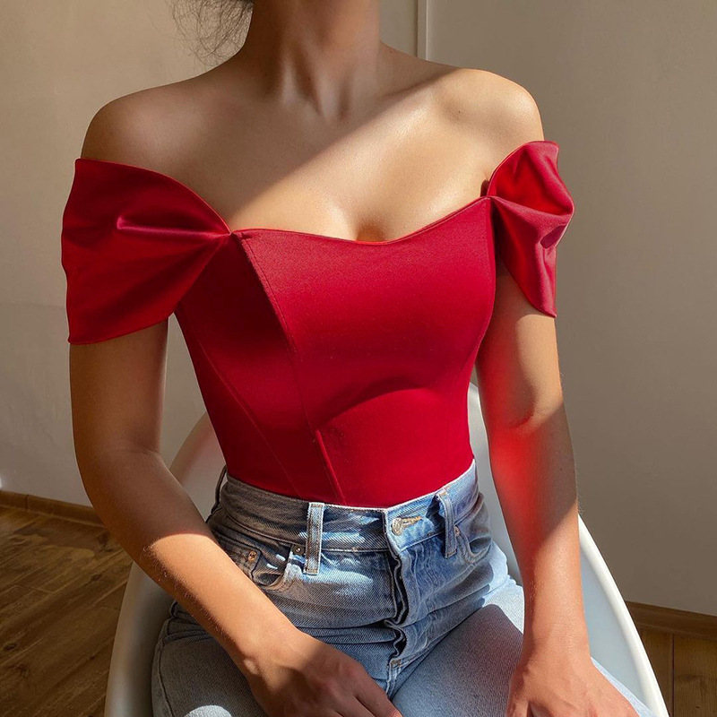 Haut Corset Sexy en Satin avec nœud papillon, Bustier, mode d'été, T-Shirt, tenue de soirée en Club, haut court pour femmes
