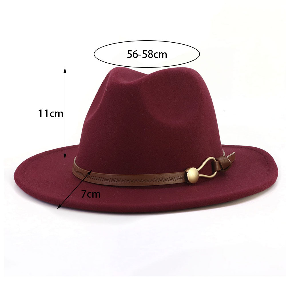 Nouveau marron boucle de ceinture Jazz Fedora chapeau automne hiver femmes hommes fête église haut-de-forme à large bord chapeau de soleil feutre Panama casquette