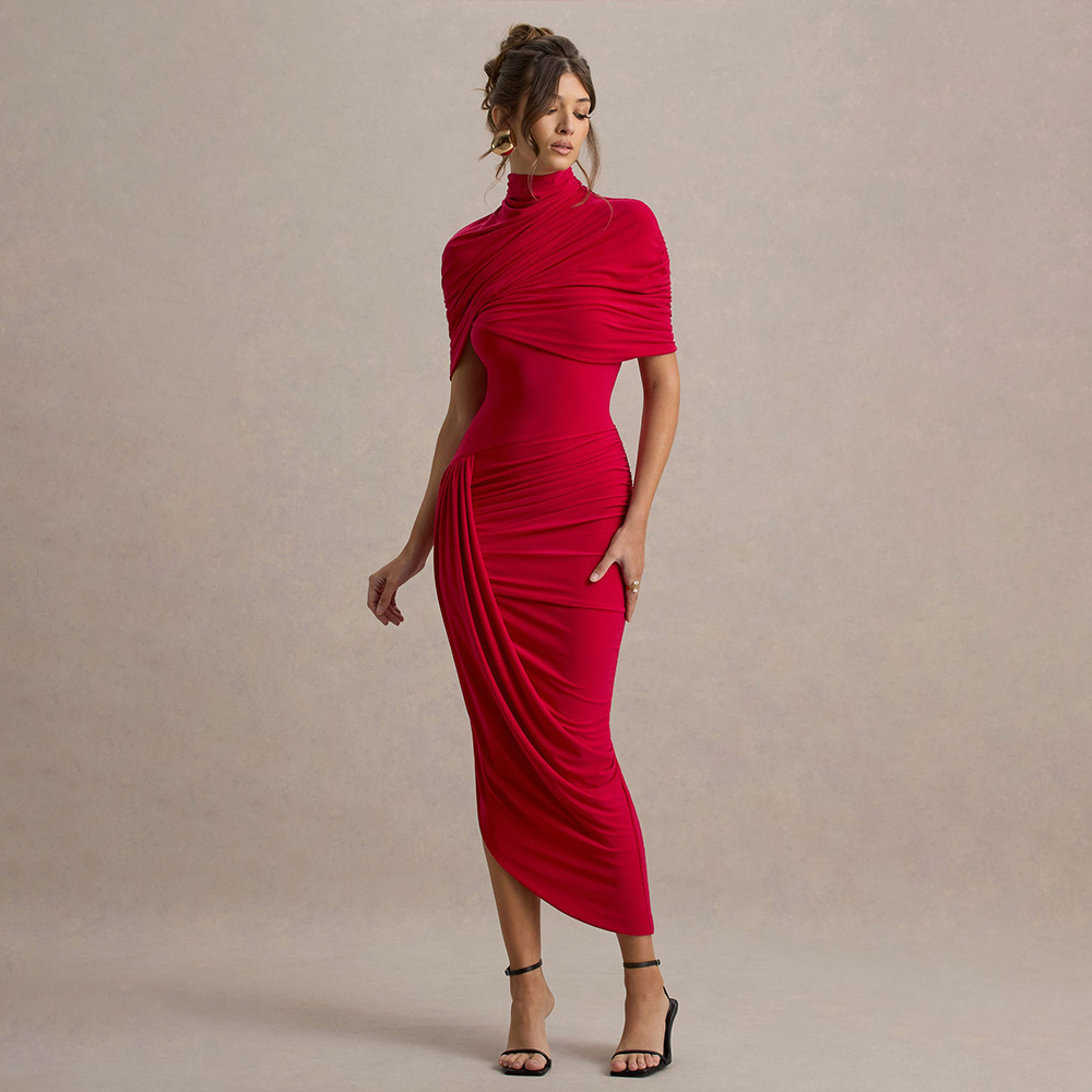 Nouvelle Robe Midi Moulante et Élégante pour Femme, Sexy, Dos Nu, Drapée, Style Bodycon, pour Soirée, Mariage, Invitée, Été, Jaune et Blanc