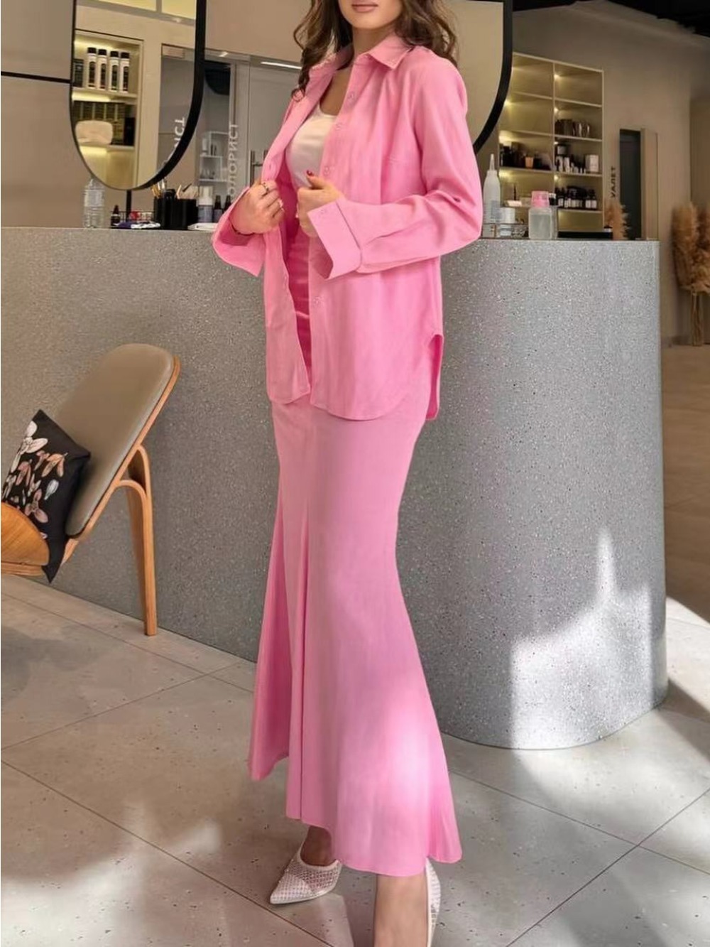 Ensemble 2 pièces chemise et jupe boutonnées pour femmes musulmanes, Eid, Ramadan, Kimono, Robe, Caftan, Costumes, 2024