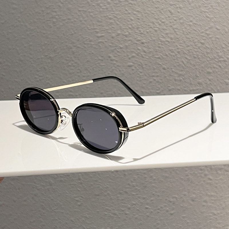 Lunettes de soleil ovales style coréen Hip Hop Punk pour femmes et hommes, mode luxe, motif léopard, couleur champagne, rétro, pour la conduite en extérieur