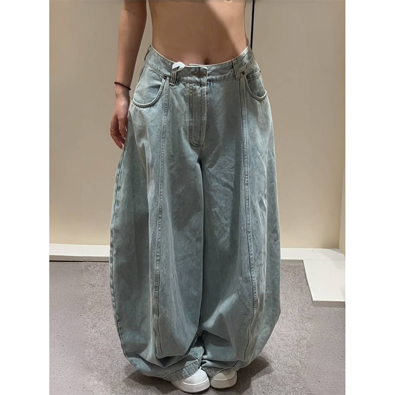 Jean bleu femme Hip-hop mode Vintage Streetwear Y2K jambe large Jean droit taille haute pantalon classique Baggy Denim pantalon