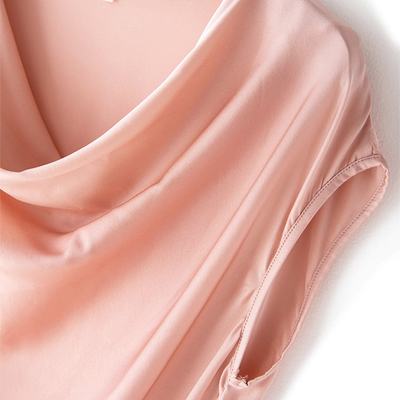 Suyarepll-Ensemble de chemisiers pour femmes, manches courtes chauve-souris, col drapé, chemise unie, printemps, été, 93%, inj7% IQUE dex, 2022