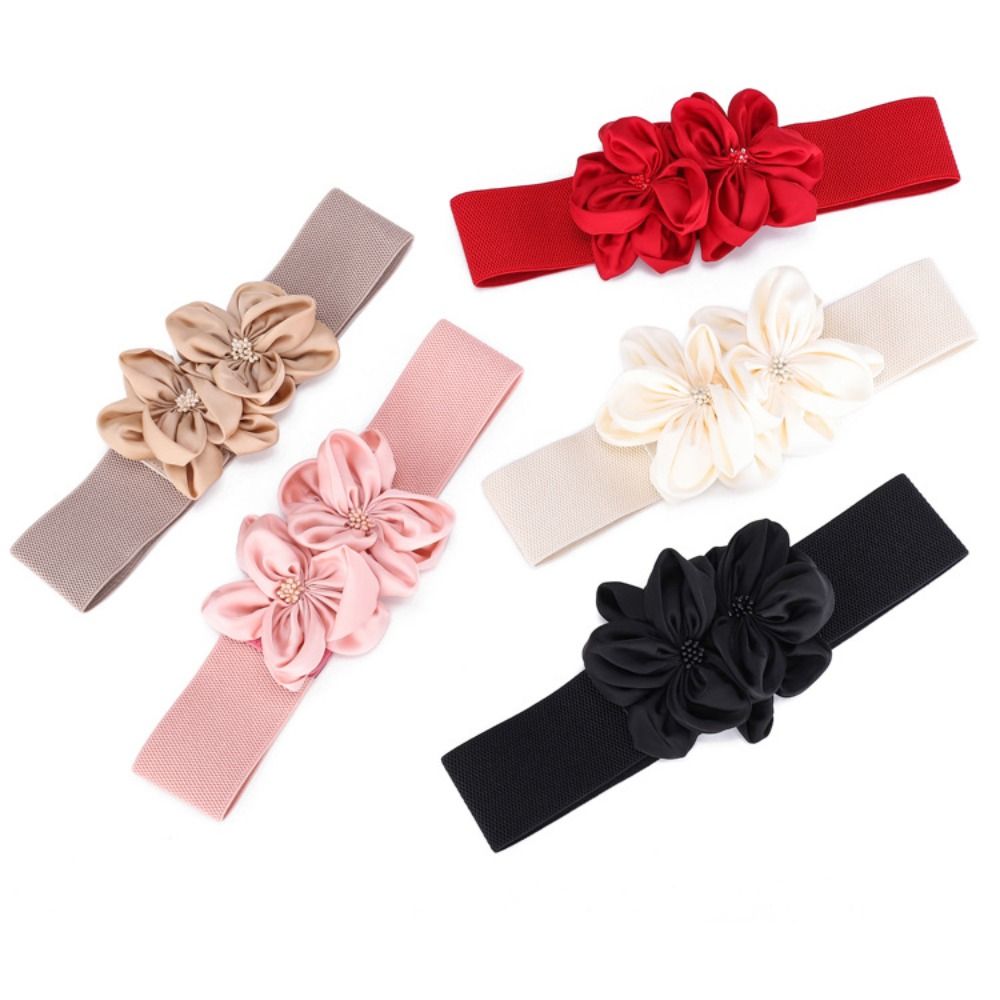 Large ceinture élastique florale Chic décontracté grandes fleurs ceinture à la mode dames robe Cummerbands jupe robe manteau décor accessoires