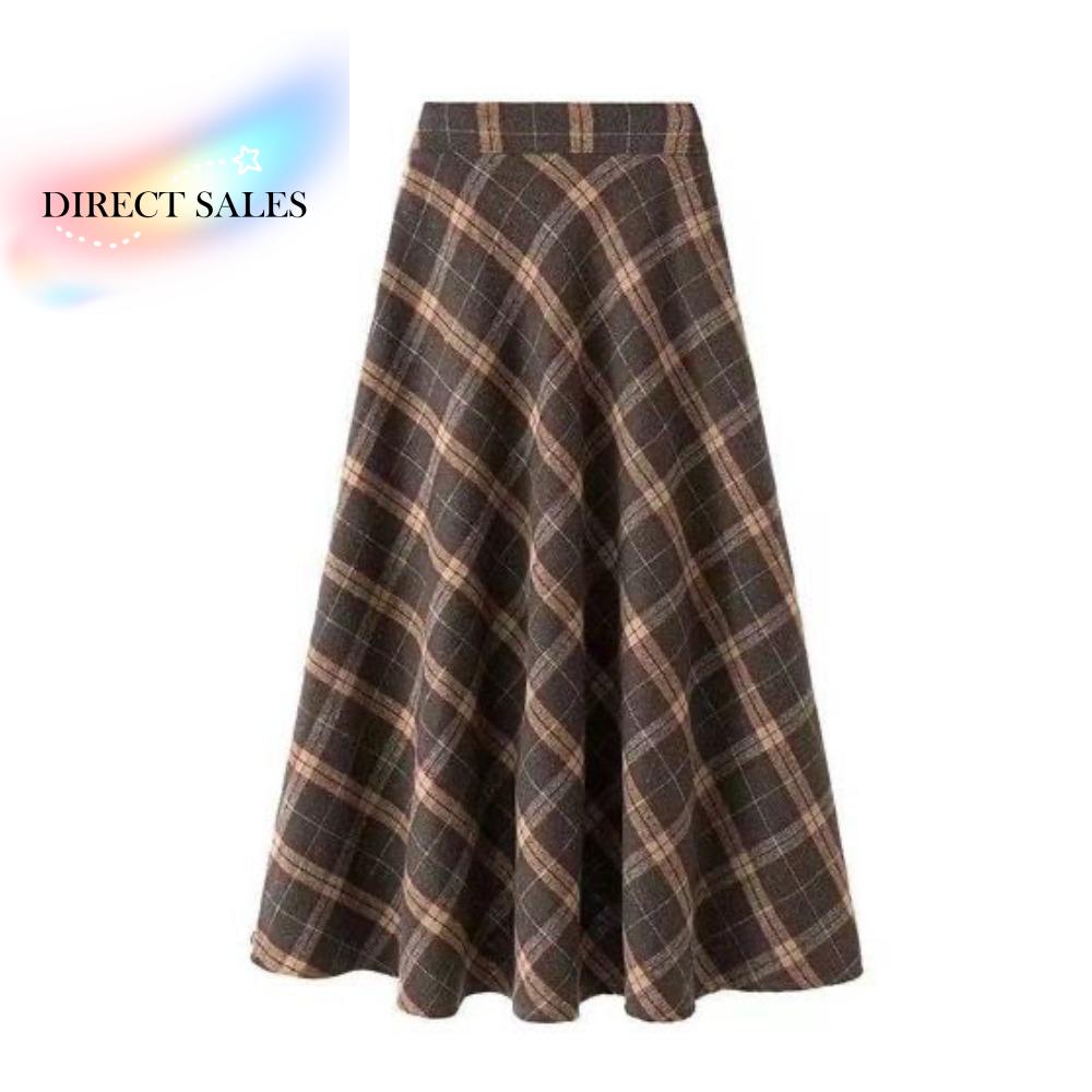 Taille haute rétro jupe à carreaux coupe ajustée hiver automne taille haute jupe longue Style Preppy esthétique a-ligne demi robe filles