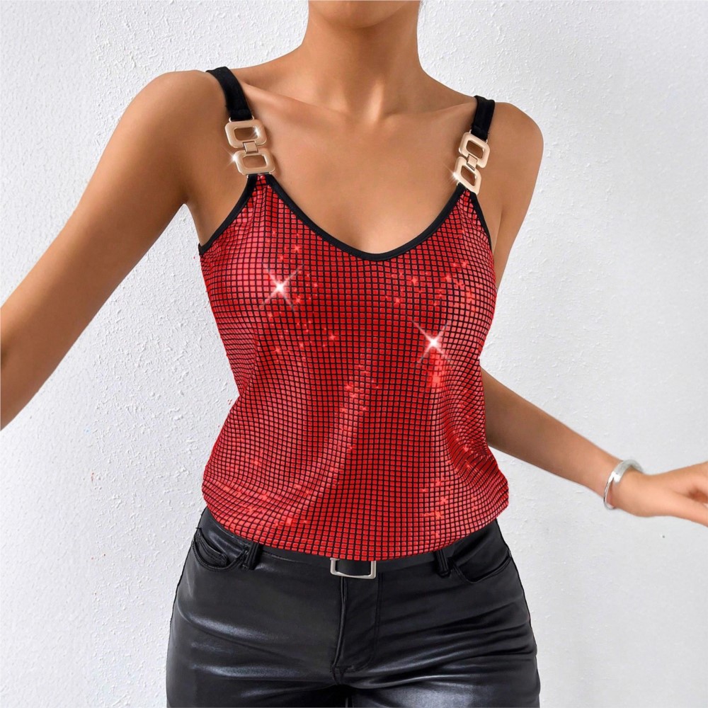 Vêtements pour femmes, haut sexy à sequins et dos nu pour femmes