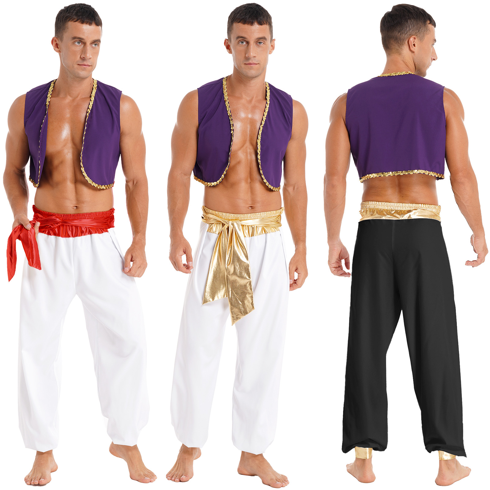 Costume de Prince Arabe Aladin pour Homme, Vêtement Cosplay, Gilet, Pantalon Sarouel Trempé, Tenues de Scène, ixà Thème d'Halloween, Carnaval